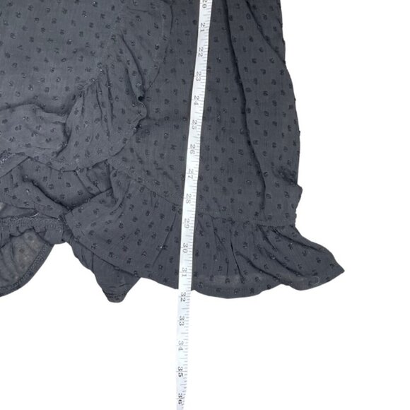 Showpo. Black Frill Lined Elastic Wrap Ruffle Short Sleeve Dress Size 4 Goth - Picture 6 of 8